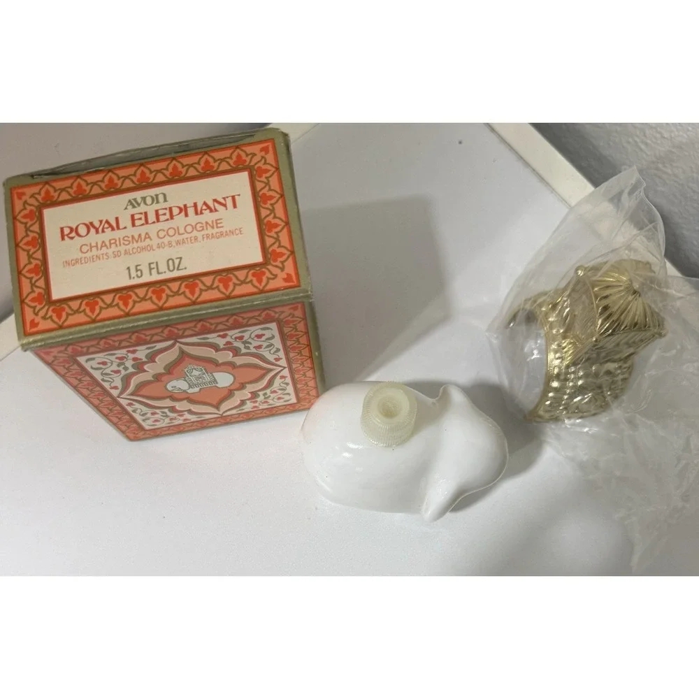 Vintage Royal Elephant Charisma Cologne Bottle Avon in Box